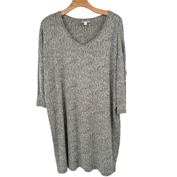 Pure J Jill Gray V-Neck linen Knit Tunic dress size large 3/4 sleeve womens - Picture 1 of 9